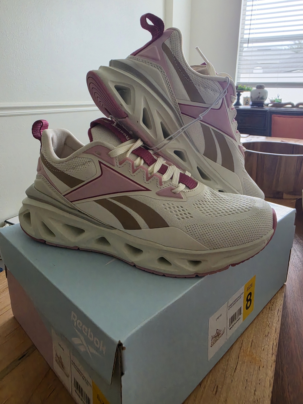 NWT Reebok Women’s Pink and Cream Running Sneakers